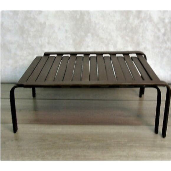 Pottery Barn Metal Shelf Riser Expandable 2 Pc Iron Set Kitchen Cupboard Storage - Picture 3 of 12